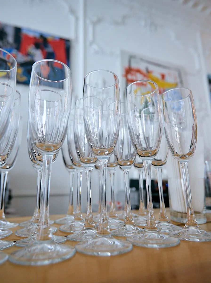 Glasses prepared for guest reception