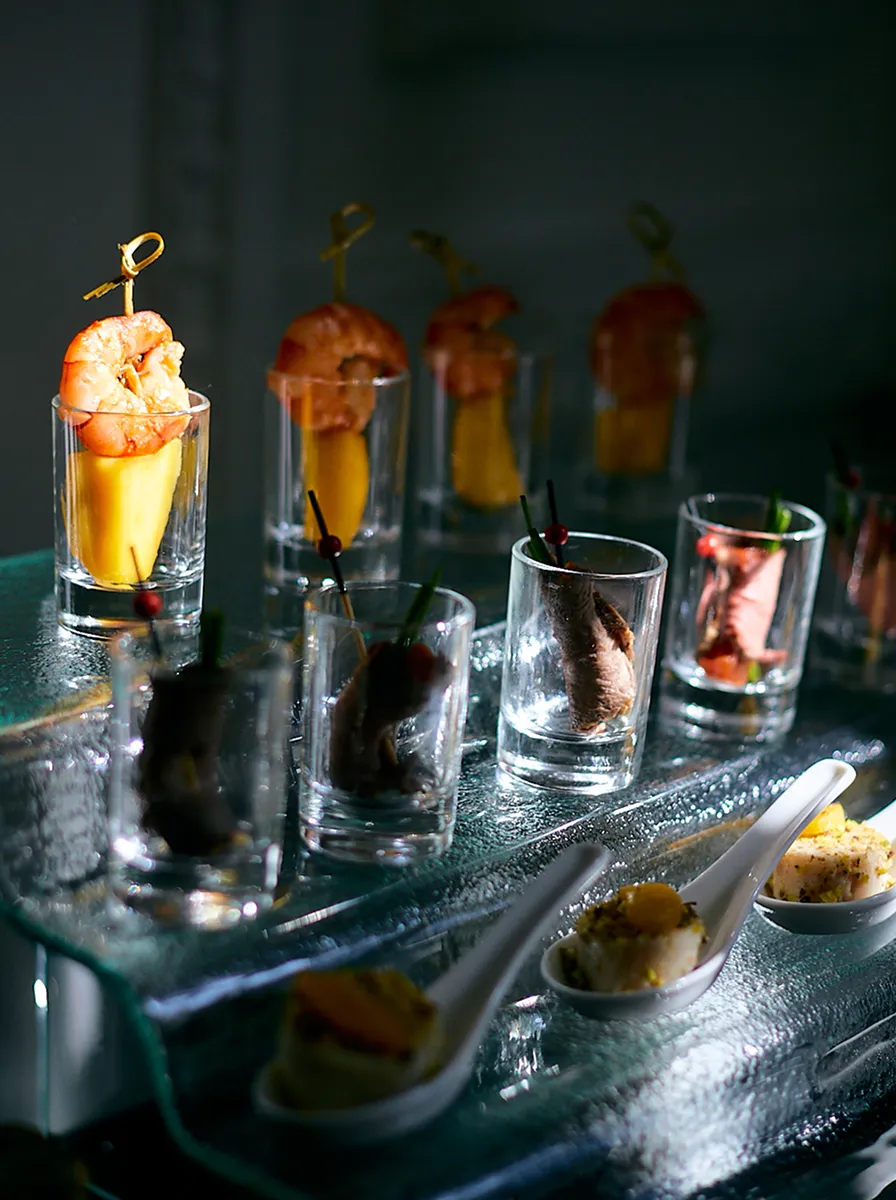 Buffet appetizers on the gastronomic line